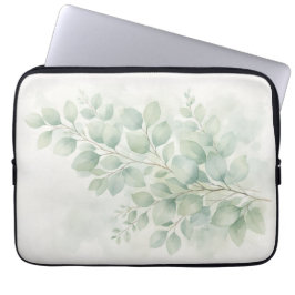 Capa Para Notebook Folhas de Aquarela Botânica Pastel Greenery