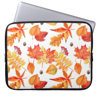Capa Para Notebook Folhas de aquarela, padrão natural sem costura.