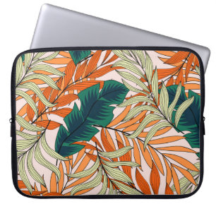 Capa Para Notebook Folhas de bege verde tropical, padrão sem costura.