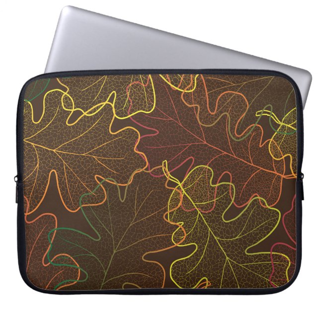 Capa Para Notebook Folhas De Carvalho Transparentes, Padrão De Outono (Frente)