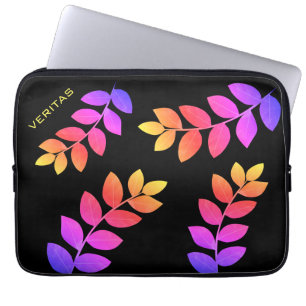 Capa Para Notebook Folhas de Louro Multicoloridas em Preto