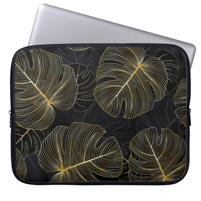 Capa Para Notebook Folhas de monstera ouro, floral romântico sem cost (Frente)