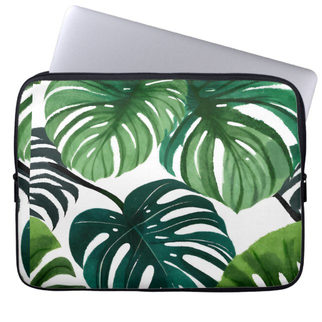 Capa Para Notebook Folhas de Monstera | Verde Moderno Botânico (Frente)