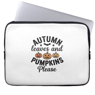 Capa Para Notebook Folhas de Outono Abóboras Por Favor Halloween Vint