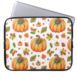 Capa Para Notebook Folhas de outono, bolotas: padrão de aquarela.