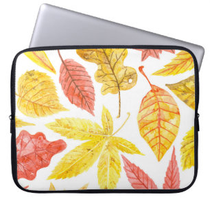 Capa Para Notebook Folhas de outono de aquarela, padrão colorido.