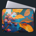 Capa Para Notebook Folhas de queda pintadas com óleo. Folhagem de out<br><div class="desc">Folhas de queda e bolsa de laptop de bagas de rowan. Abstrato moderno outono,  o óleo pintou a arte em cor azul-amarelo-alaranjada.</div>