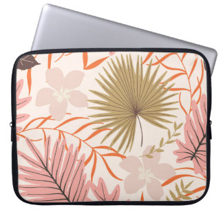 Capa Para Notebook Folhas Desenhadas À Mão: Padrão Selvagem Exótico.