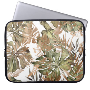 Capa Para Notebook Folhas Douradas Tropicais Florais Sem Olhos