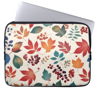 Capa Para Notebook Folhas e Bagas Espalhadas