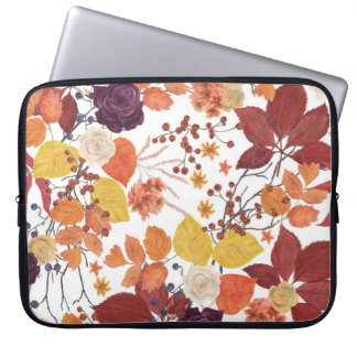 Capa Para Notebook Folhas e Rosas de Aquarela do outono