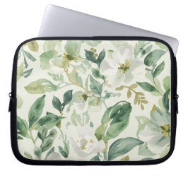 Capa Para Notebook Folhas Florais de Aquarela Verde Botânica Natureza