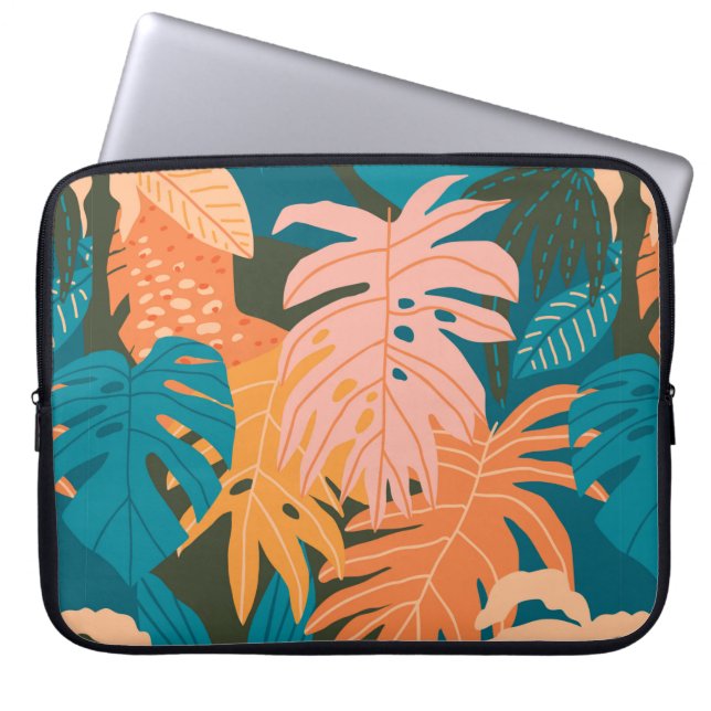 Capa Para Notebook Folhas tropicais coloridas (Frente)