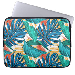 Capa Para Notebook Folhas tropicais coloridas, design de padrão exóti
