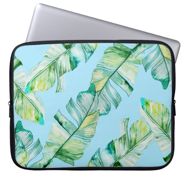 Capa Para Notebook Folhas tropicais de aquarelas, ilustração sem cost (Frente)