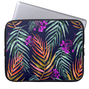 Capa Para Notebook Folhas tropicais. Folhas de aquarela de uma árvor