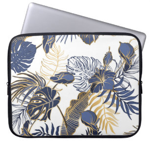 Capa Para Notebook Folhas tropicais, fundo sem costura na selva.