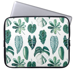 Capa Para Notebook Folhas tropicais padrão uniforme de aquarela com
