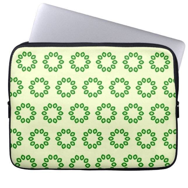 Capa Para Notebook Folhas verdes em círculo de amarelo (Frente)