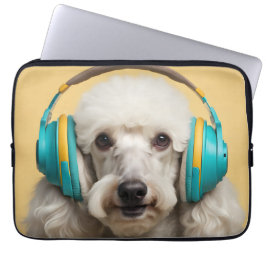 Capa Para Notebook Fones de ouvido de veste de poodle