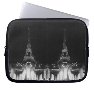 Capa Para Notebook Fonte Vintage Paris Fontains Torre Eiffel noite Ca