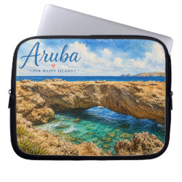 Capa Para Notebook Formação rochosa da ponte natural de Aruba Caribe 