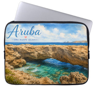 Capa Para Notebook Formação rochosa da ponte natural de Aruba no Cari