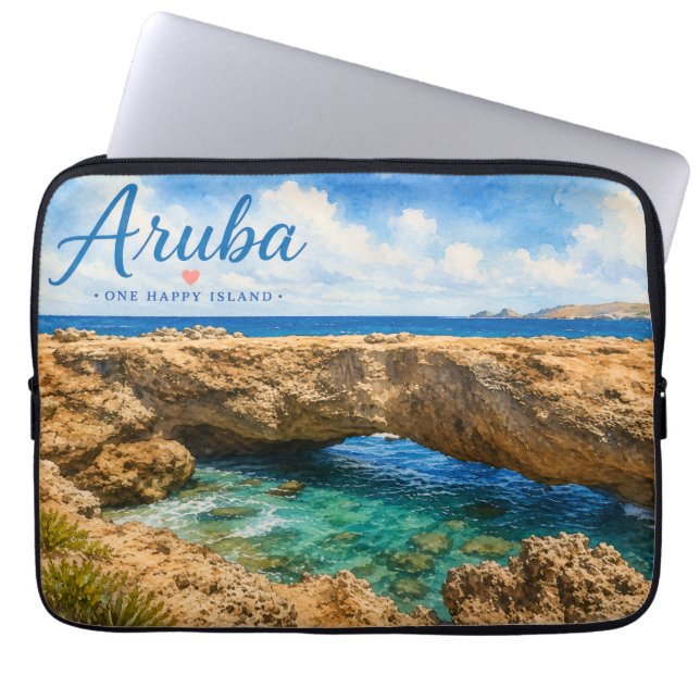 Capa Para Notebook Formação rochosa da ponte natural de Aruba no Cari (Frente)