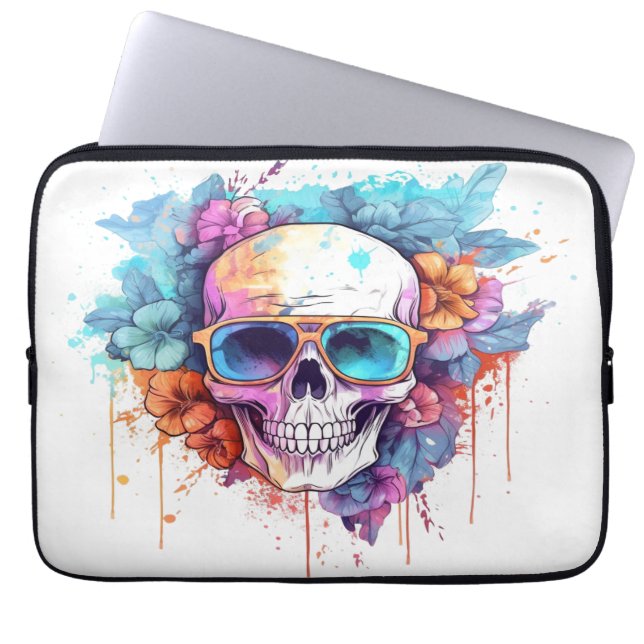 Capa Para Notebook Formas de Caveira Floral (Frente)