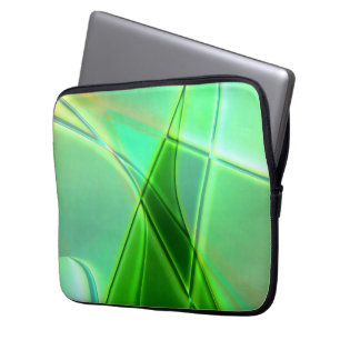 Capa Para Notebook Formas geométricas verdes curvas com contornos pro