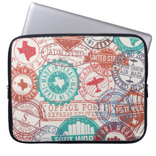 Capa Para Notebook Fort Worth Texas: viagem carimbos.