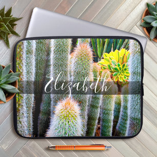 Capa Para Notebook Foto cactos de felpudo verde adiciona seu nome scr