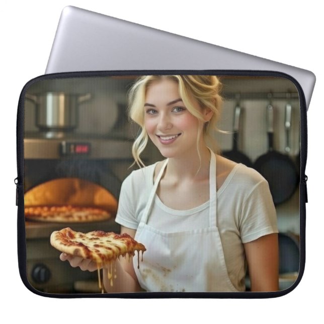 Capa Para Notebook Foto de comer pizza personalizar (Frente)
