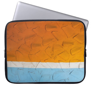 Capa Para Notebook Foto de trabalho de arte cor laranja, branca e azu