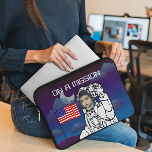 Capa Para Notebook Foto do Astronauta Blue Outer Space American Flag