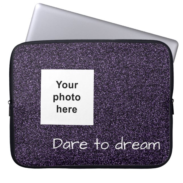 Capa Para Notebook Foto personalizada e texto com brilho inverso escu (Frente)