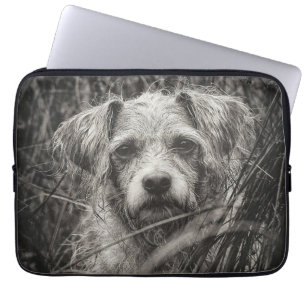 Capa Para Notebook Fotografia do Retrato Branco e Preto-Cachorro