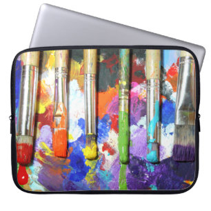 Capa Para Notebook Fotografia em andamento da escova de pintura dos