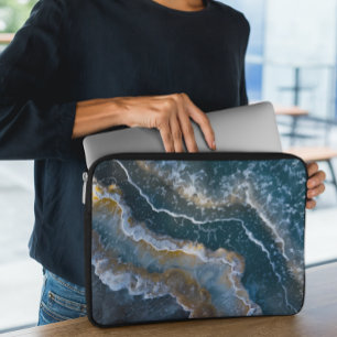 Capa Para Notebook Fotografia Macro de Ágata com Visual de Pedra Azul