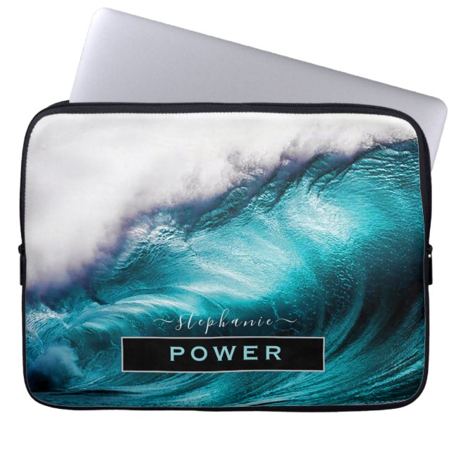 Capa Para Notebook Fotografia Power Inspirational Word Onda Oceânica (Frente)