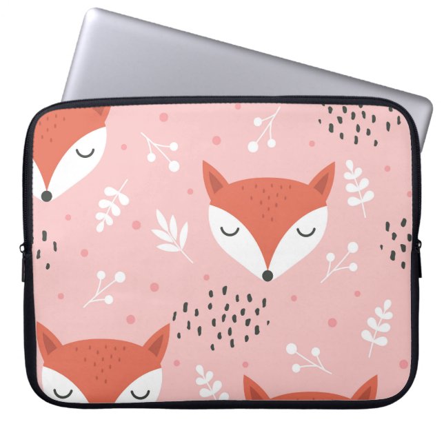 Capa Para Notebook Fox Divertido: Padrão de Floresta Bonita (Frente)