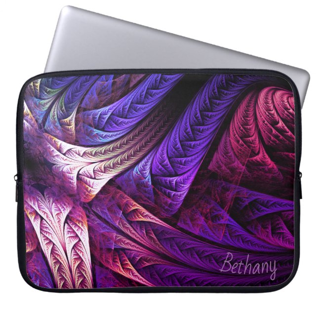 Capa Para Notebook Fractais Roxos Abstratos Personalizados (Frente)