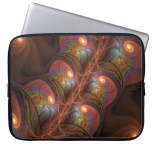 Capa Para Notebook Fractal Castanho Abstrato fluorescente colorido