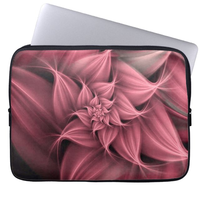 Capa Para Notebook Fractal de Flor Rosa Coral Fantástico (Frente)