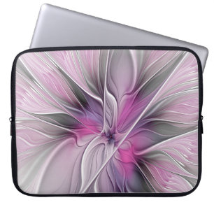Capa Para Notebook Fractal Fractal Moderna Abstrato com Cinza Rosa Fl