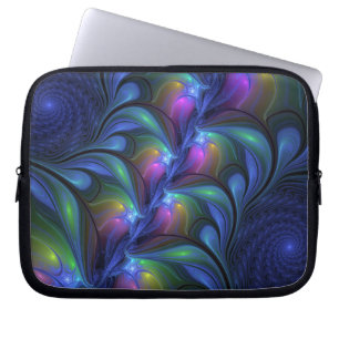 Capa Para Notebook Fractal verde cor-de-rosa Abstrato azul-colorido
