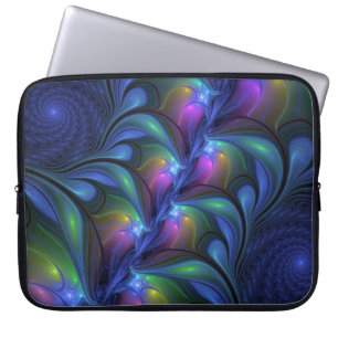 Capa Para Notebook Fractal verde cor-de-rosa Abstrato azul-colorido