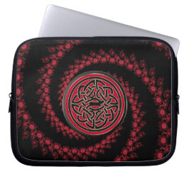 Capa Para Notebook Fractal vermelho e preto com nó celta