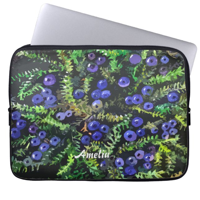 Capa Para Notebook Framboesas azuis selvagens (Frente)