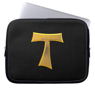 Capa Para Notebook Franciscan Tau Cross Pax Et Bonum Dourado Metálic